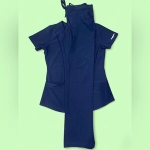 NAVY BLUE SCRUB TOP AND BOTTOM
